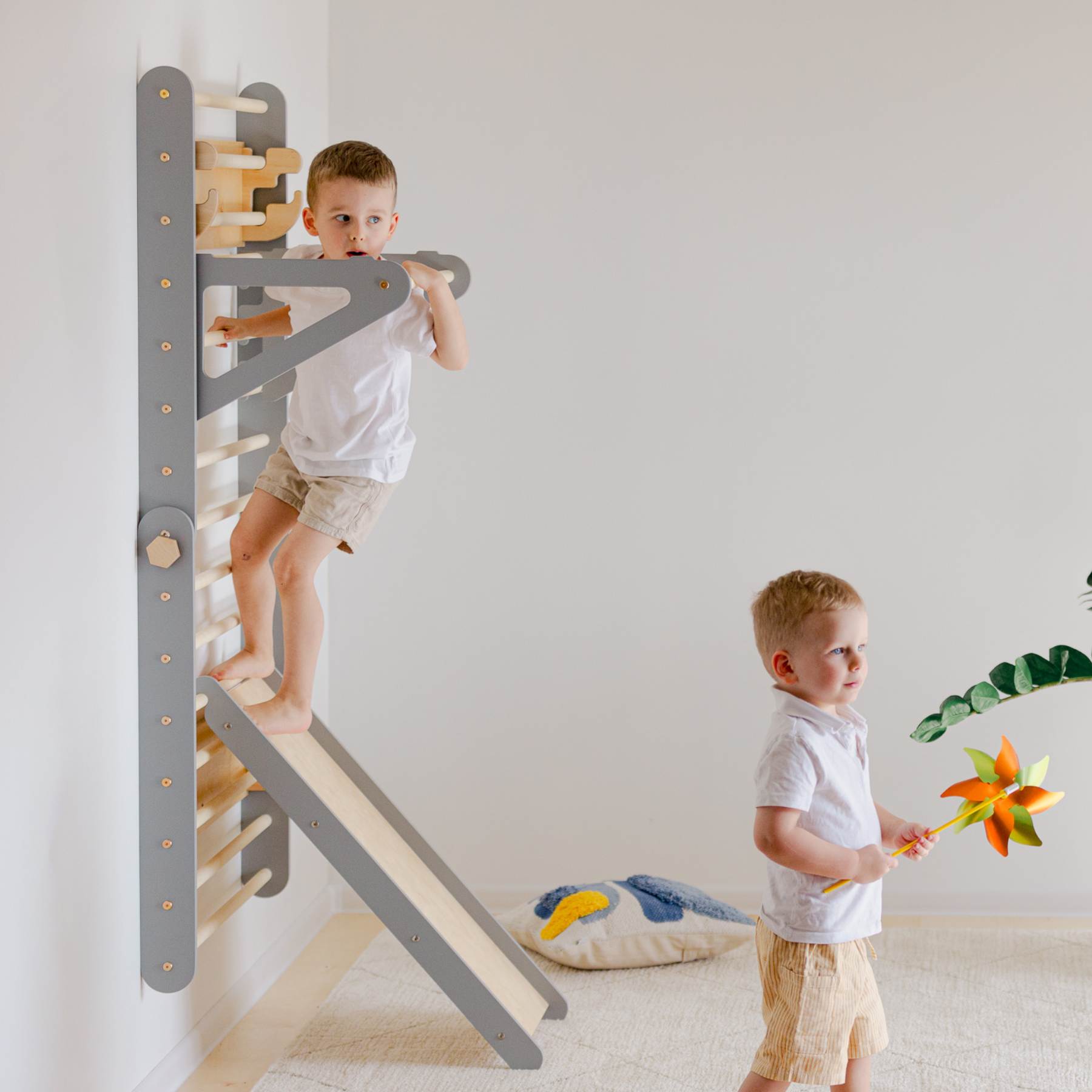 Climbing Triangle - Swedish Ladder set with a slide - Duck Woodworks