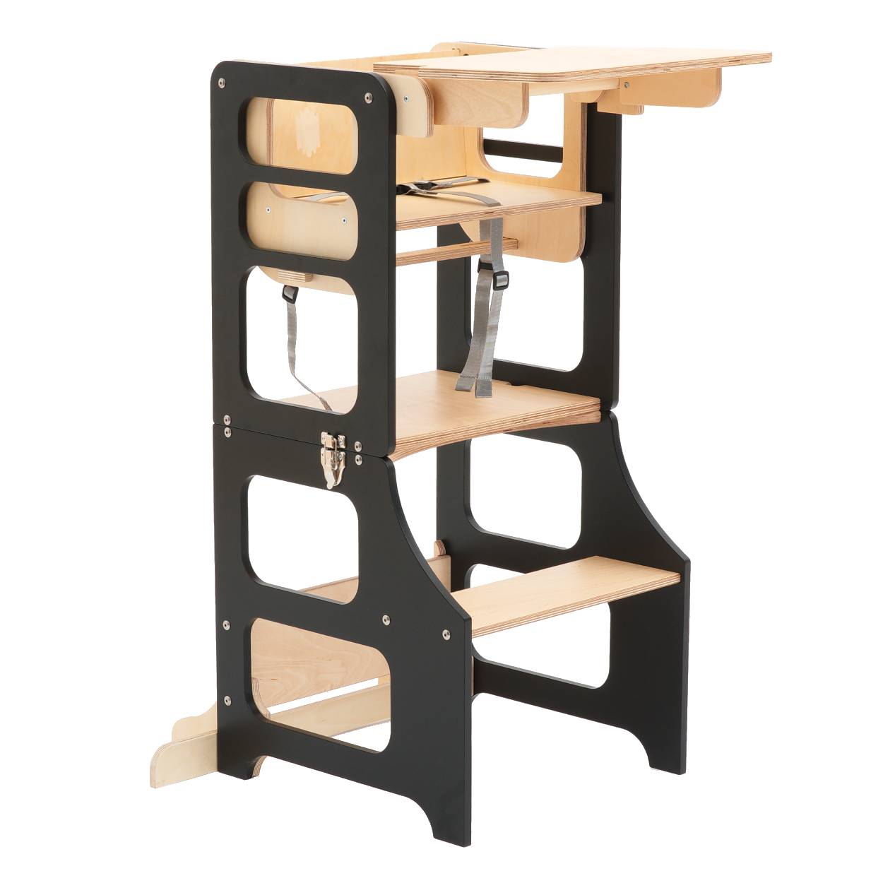 Foldable kitchen tower high chair with a slide - Duck Woodworks