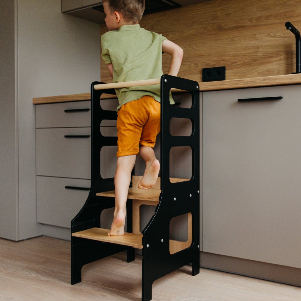 Adjustable height kitchen tower - Duck Woodworks