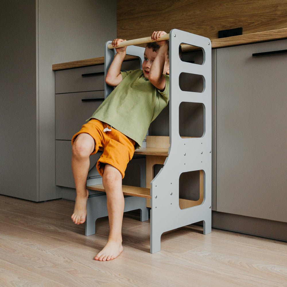 Adjustable height kitchen tower - Duck Woodworks