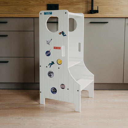 Adjustable height kitchen tower - Duck Woodworks