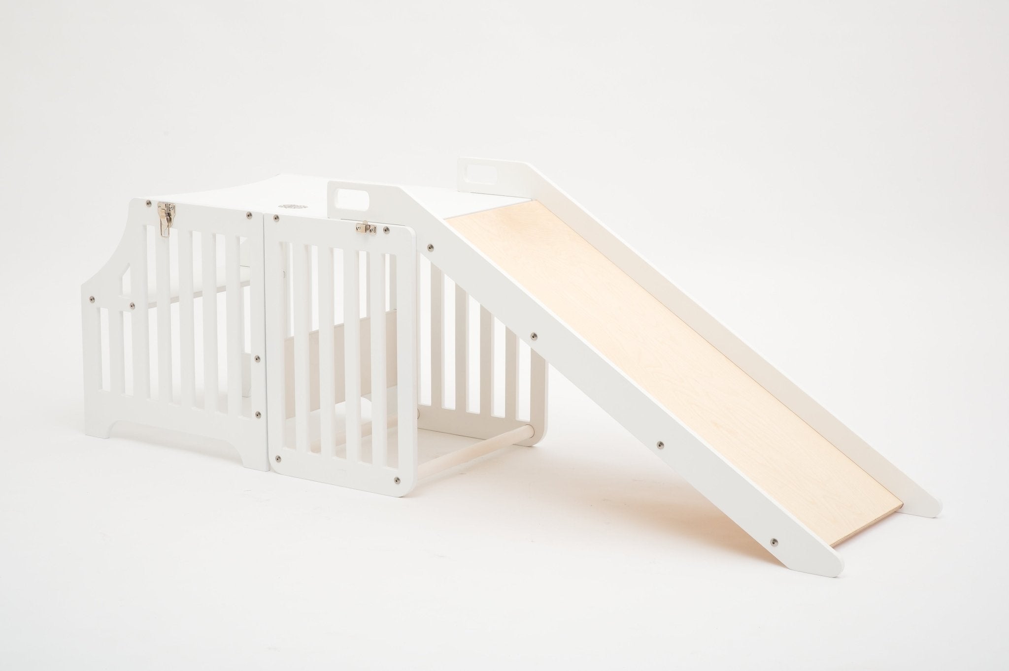 Foldable kitchen tower with slide (striped collection) - Duck Woodworks