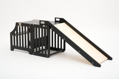 Foldable kitchen tower with slide (striped collection) - Duck Woodworks