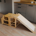 Foldable kitchen tower high chair with a slide - Duck Woodworks