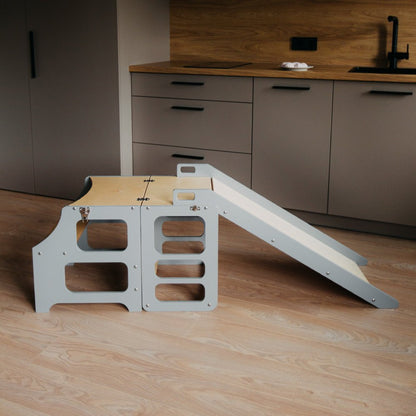 Foldable Kitchen Tower With a Slide - Duck Woodworks