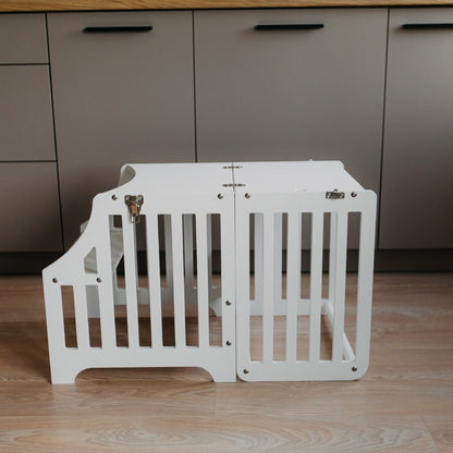 Foldable kitchen tower with slide (striped collection) - Duck Woodworks