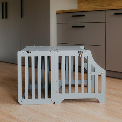 Foldable kitchen tower with slide (striped collection) - Duck Woodworks