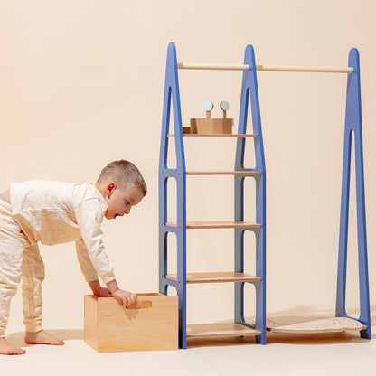 Clothing Rack with shelves on the side - Duck Woodworks