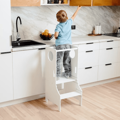 Adjustable height kitchen tower - Duck Woodworks