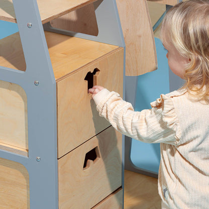 Clothing Rack with drawers (clothing shape holes) - Duck Woodworks