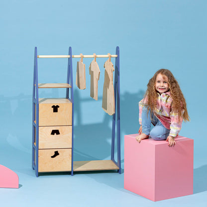 Clothing Rack with drawers (clothing shape holes) - Duck Woodworks