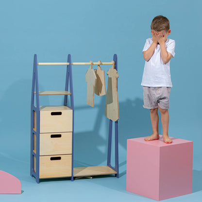 Clothing Rack with drawers (rectangular holes) - Duck Woodworks