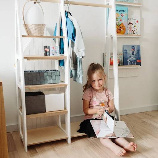 Clothing Rack with shelves on the side - Duck Woodworks