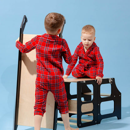 Foldable Kitchen Tower With a Slide - Duck Woodworks