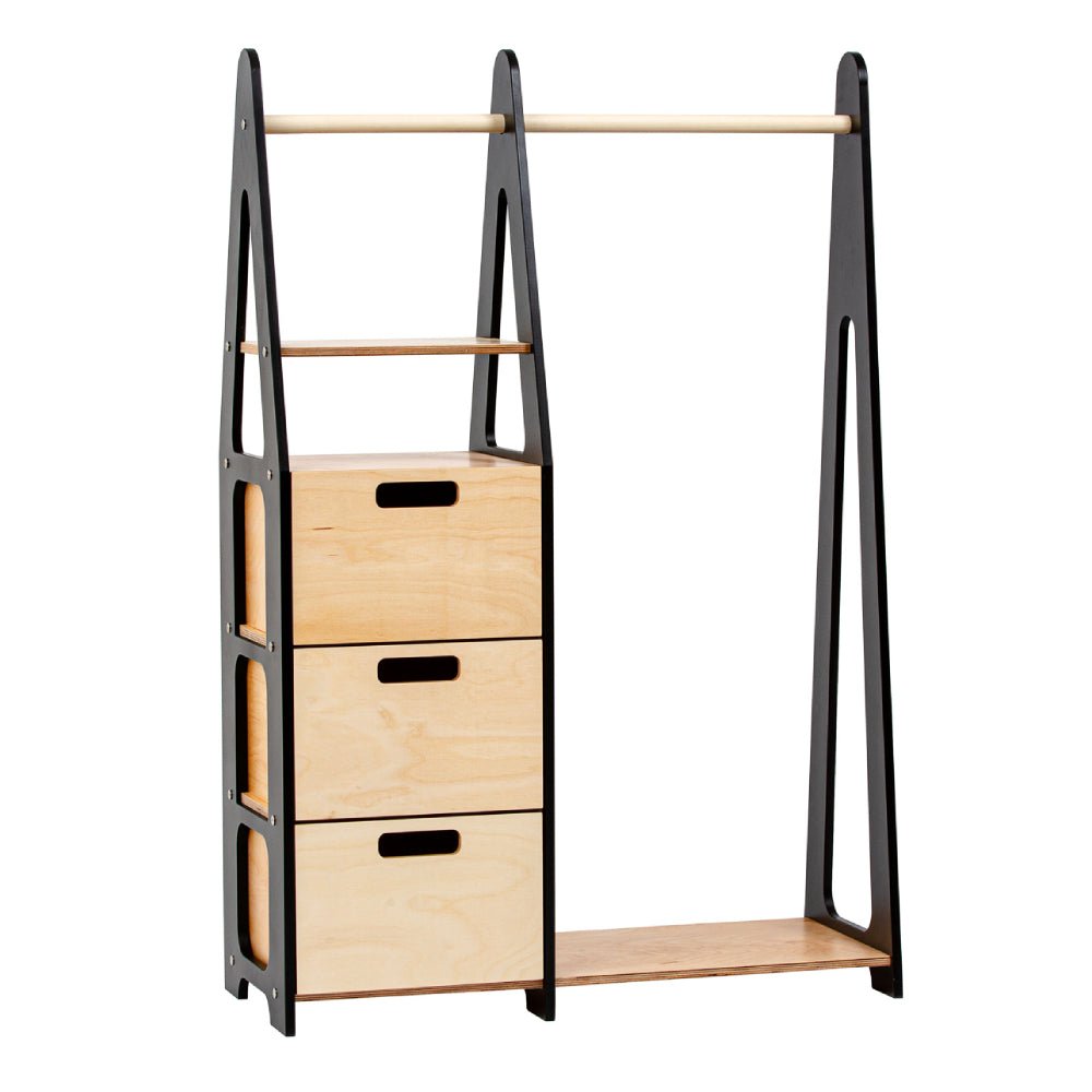 Clothing Rack with drawers (rectangular holes) - Duck Woodworks