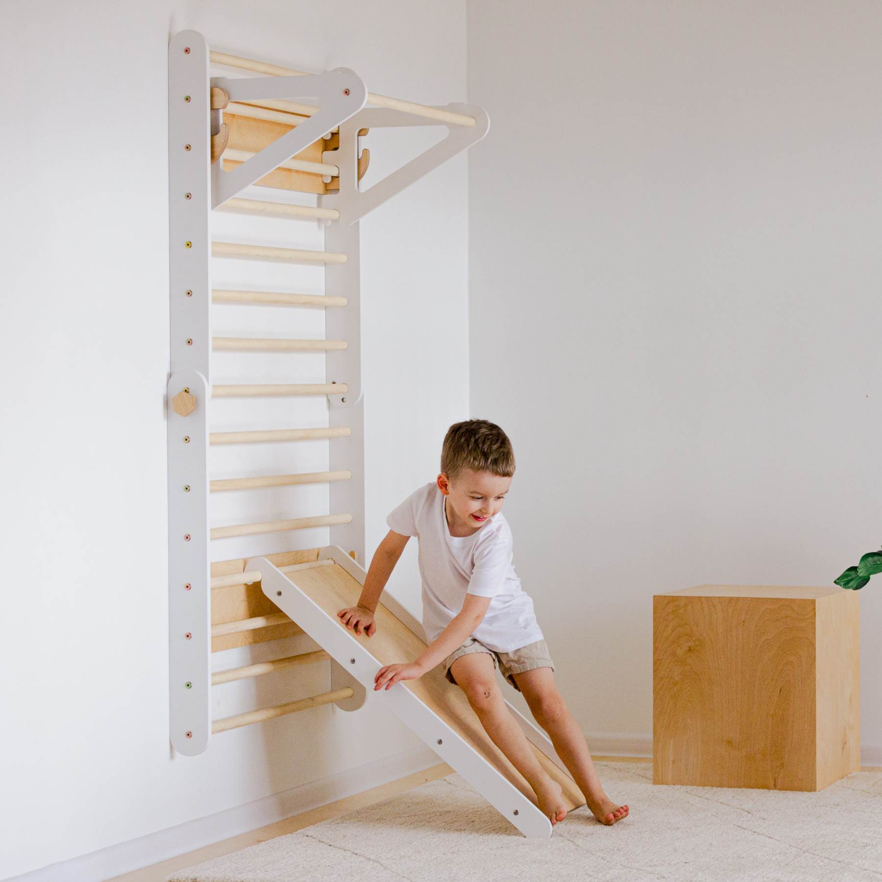 Climbing Triangle - Swedish Ladder set with a slide - Duck Woodworks