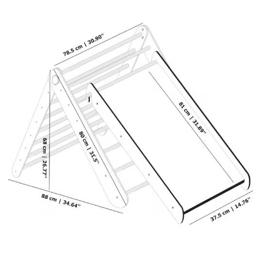 Climbing Triangle with a slide - Duck Woodworks