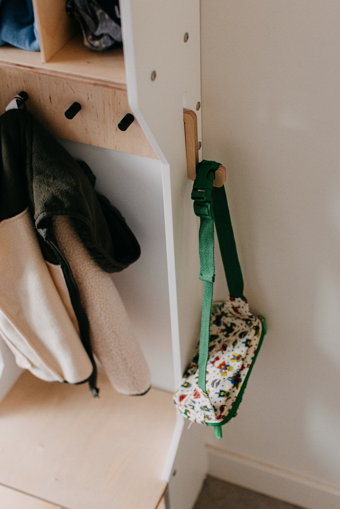 Children's Outwear Organizer – Sturdy Wood Frame Wardrobe - Duck Woodworks