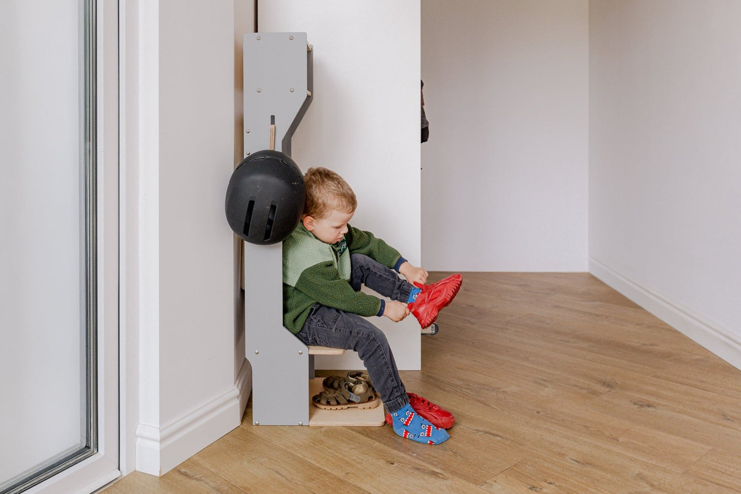 Children's Outwear Organizer – Sturdy Wood Frame Wardrobe - Duck Woodworks