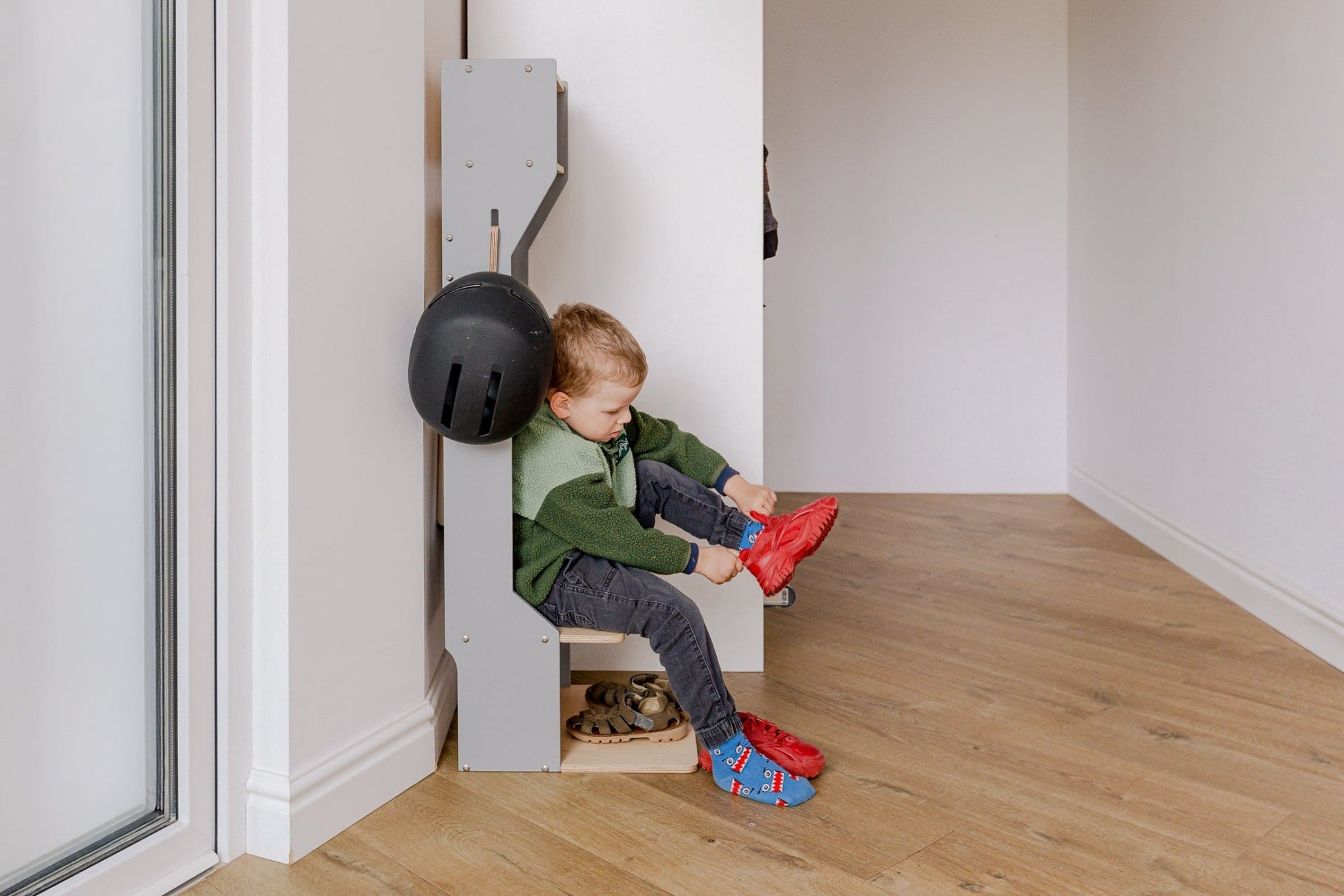 Children's Outwear Organizer – Sturdy Wood Frame Wardrobe - Duck Woodworks